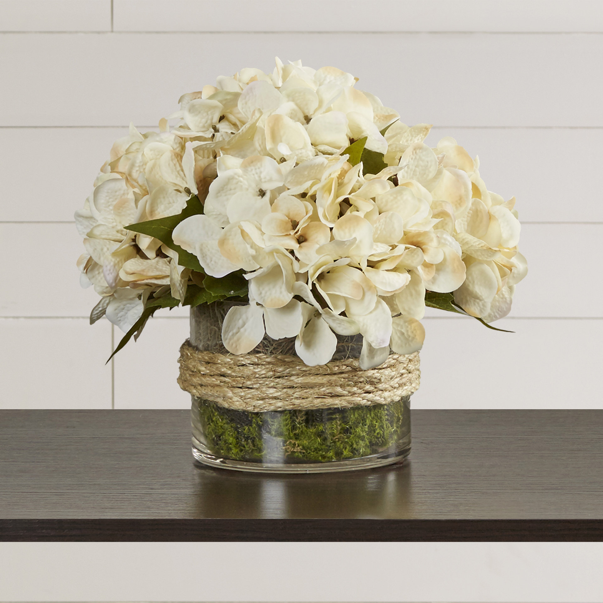 August Grove Hydrangea in Rope Glass Vase & Reviews Wayfair